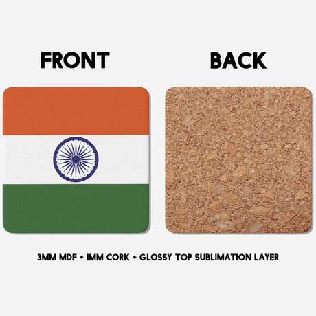 Indian Flag India Custom Printed Coffee Tea Mug Cup Set Coaster Gift Him Her