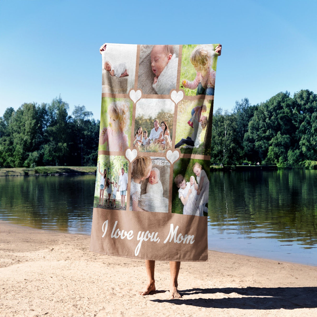 Custom Made Upload Your Own Photos Mother's Day Absorbent Beach Bath Sheet Towel