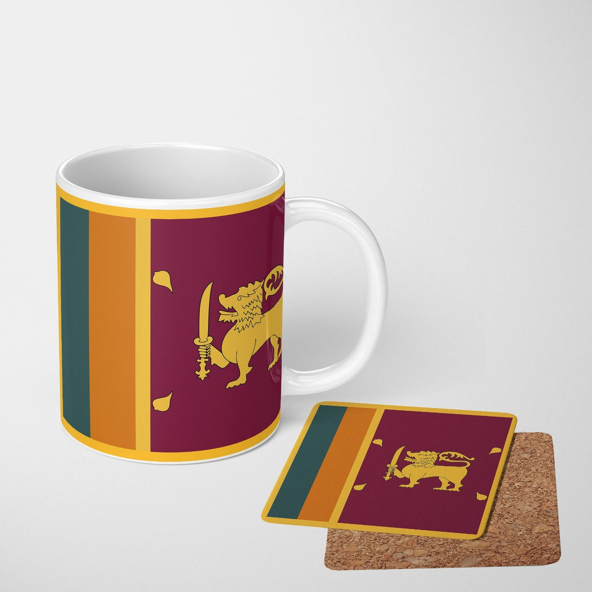 Sri Lanka Flag Design Coffee Tea Mug Cup Set Coaster Gift Him Her Custom Made