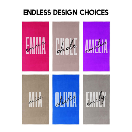 Personalised Name Signature Custom Background Absorbent Beach Bath Sheet Towel