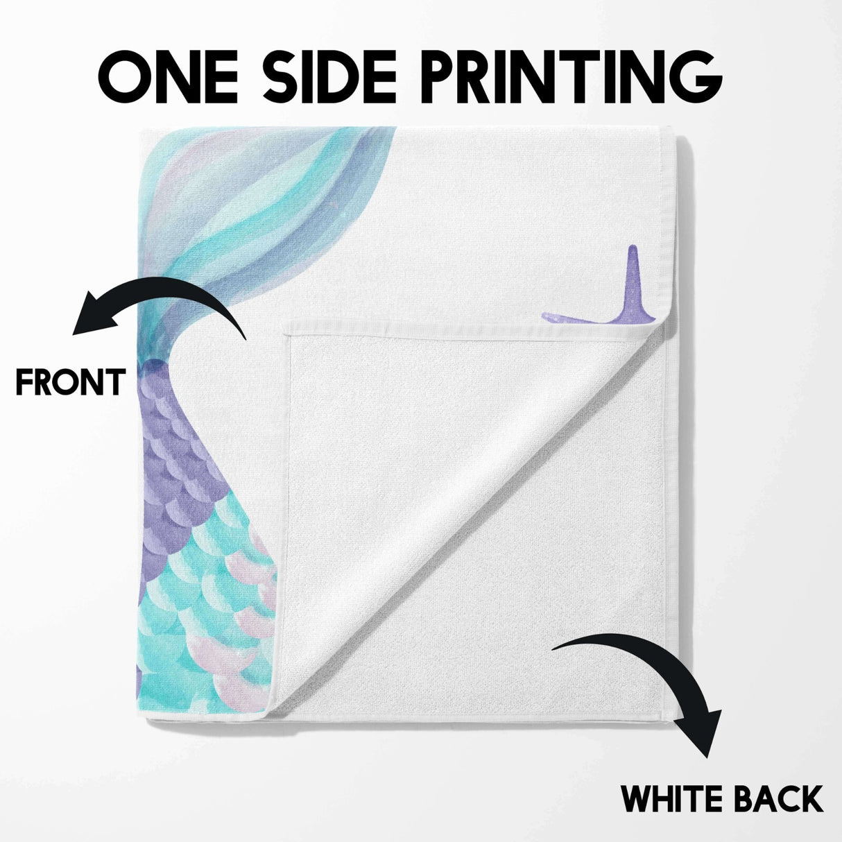 Personalised Name Mermaid Tail Monogram Soft Absorbent Beach Bath Sheet Towel