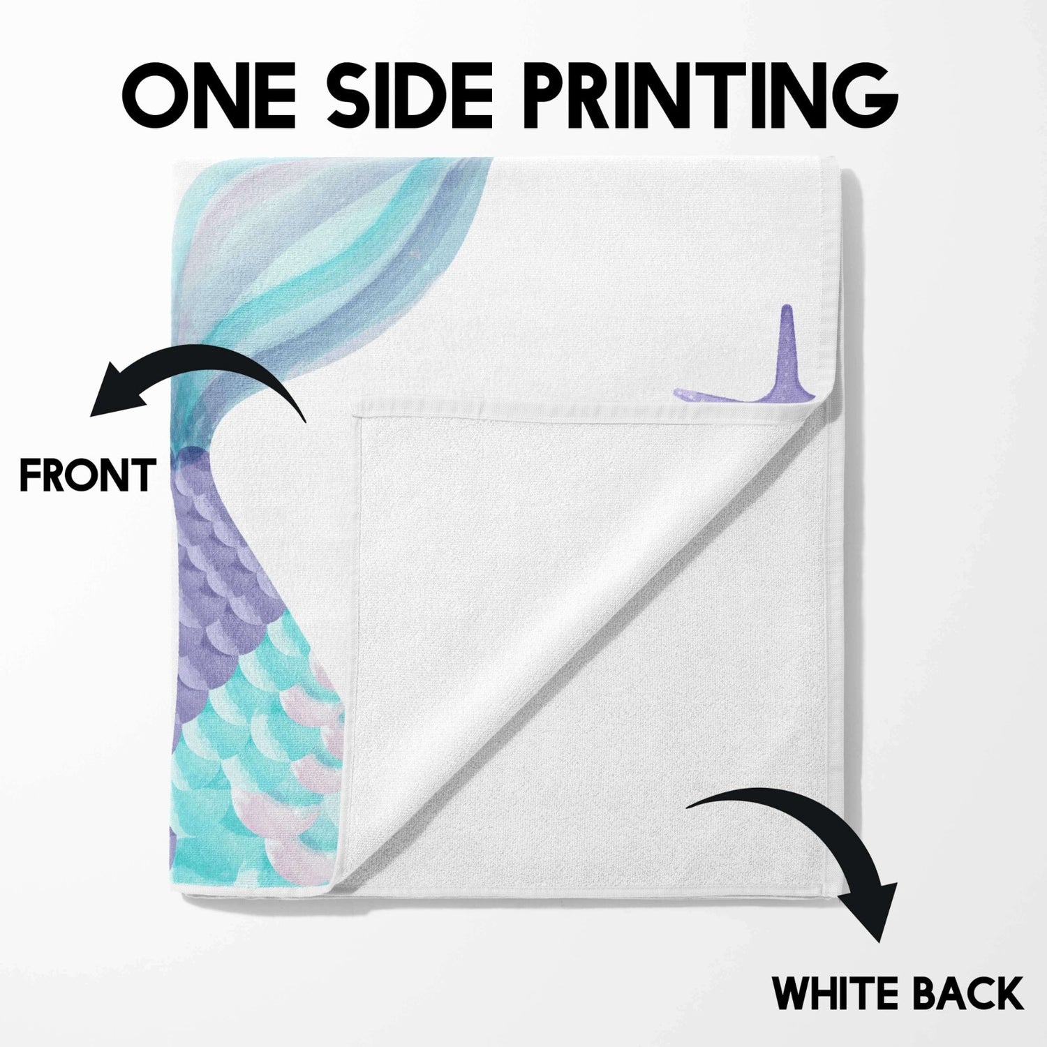 Personalised Name Mermaid Tail Monogram Soft Absorbent Beach Bath Sheet Towel