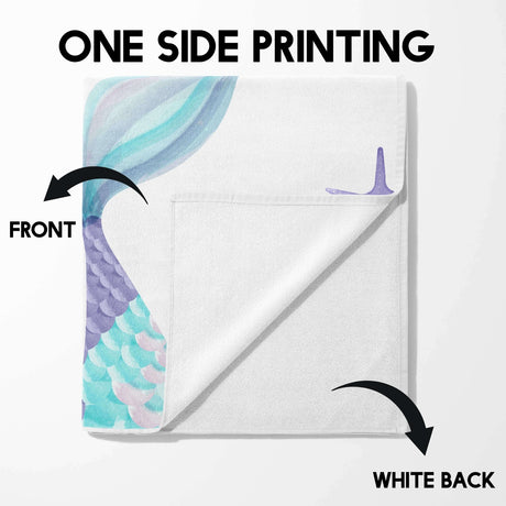 Personalised Name Mermaid Tail Monogram Soft Absorbent Beach Bath Sheet Towel