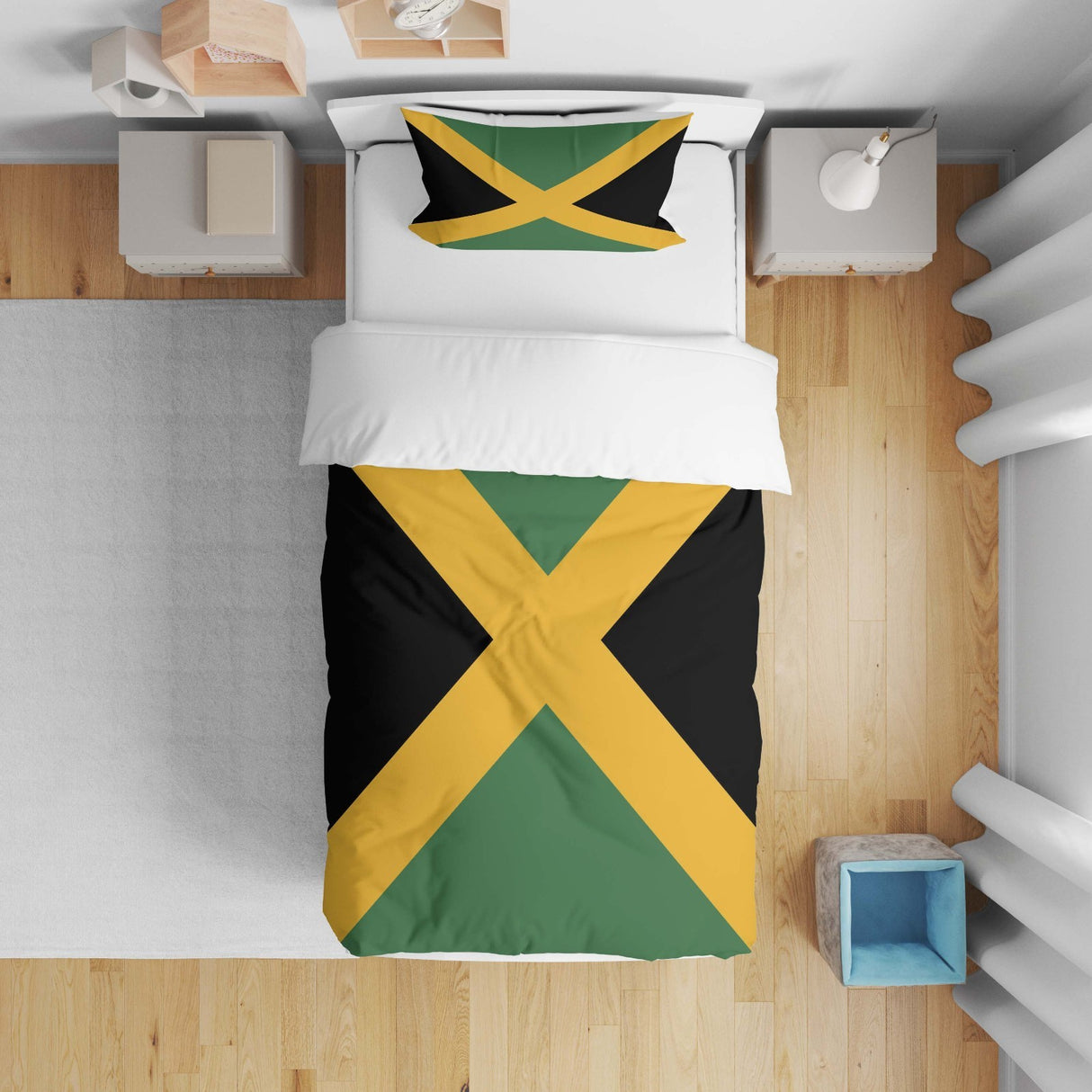 Jamaican Flag Jamaica Design Gift Custom Toddler Cot Bed Duvet Cover+Pillowcase
