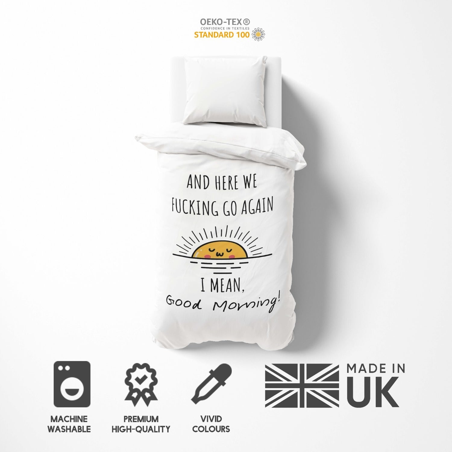 Here We Go Again Rude Funny Custom Soft Single Size Novelty Bed Duvet Cover