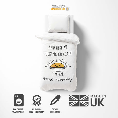 Here We Go Again Rude Funny Custom Soft Single Size Novelty Bed Duvet Cover