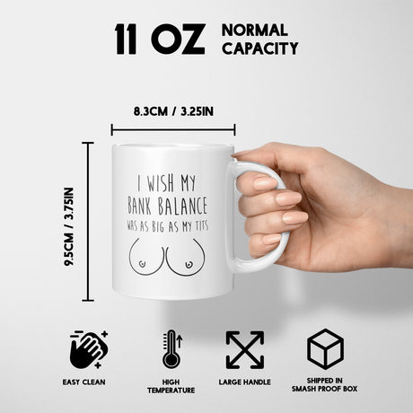 My Bank Balance Rude Funny Cheeky Gift Coffee Tea Mug + Coaster Option Him Her