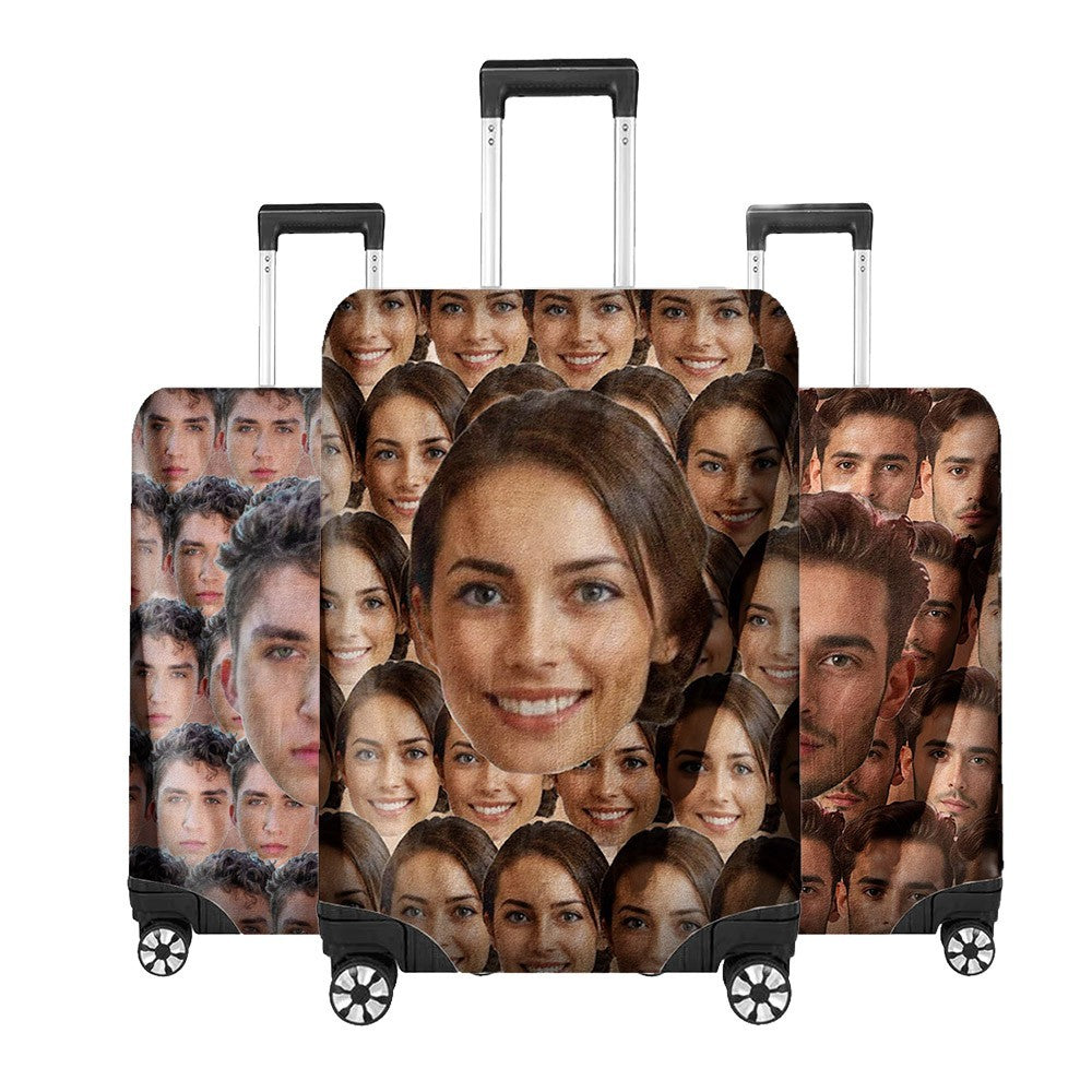 Face All Over Funny Custom Luggage Cover Personalised Suitcase Wrap Unique Gift