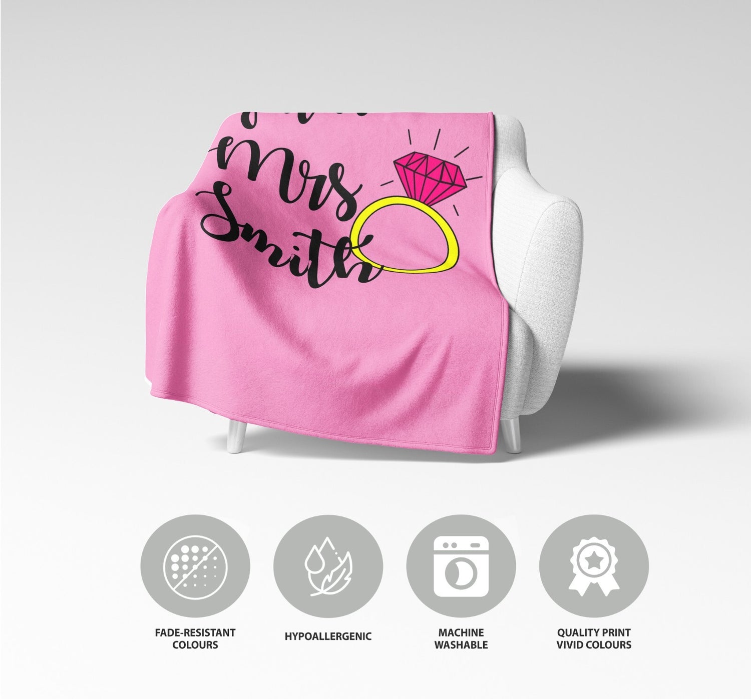 Future Mrs Fiancé Wife To Be Romantic Novelty Wedding Warm Fleece Blanket Decor