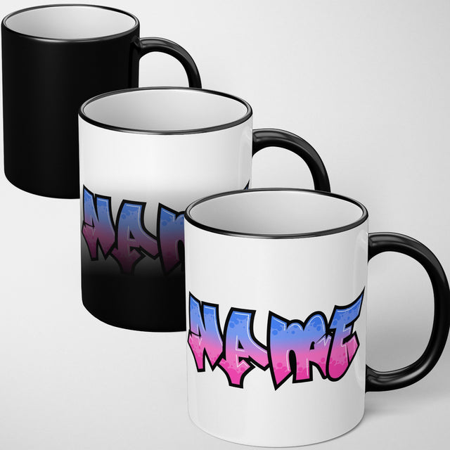 Personalised Name Urban Graffit Heat Sensitive Magic Colour Changing Novelty Mug