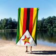 Zimbabwe Flag Patriotic Towel Highly Absorbent Beach Bath Sheet Soft Custom Gift