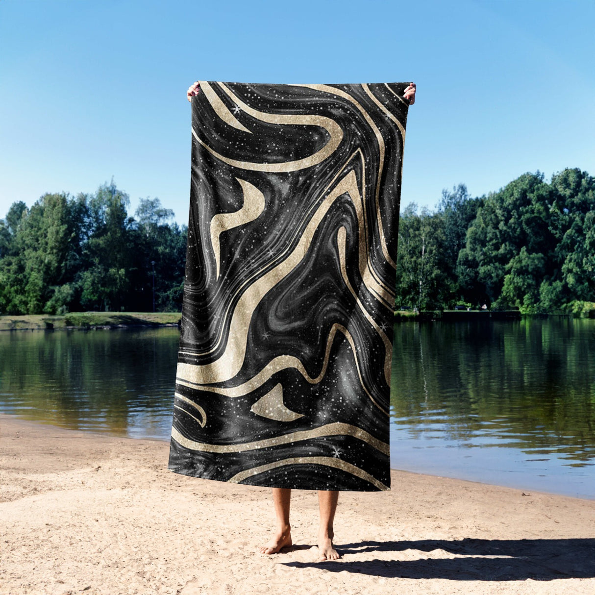 Liquid Marble Abstract Custom Design Coloured Novelty Beach Bath Sheet Towel