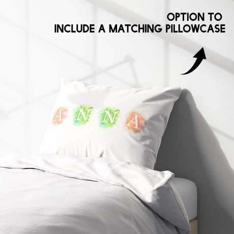 Personalised Watercolour Letters Font Soft Single Size Novelty Bed Duvet Cover