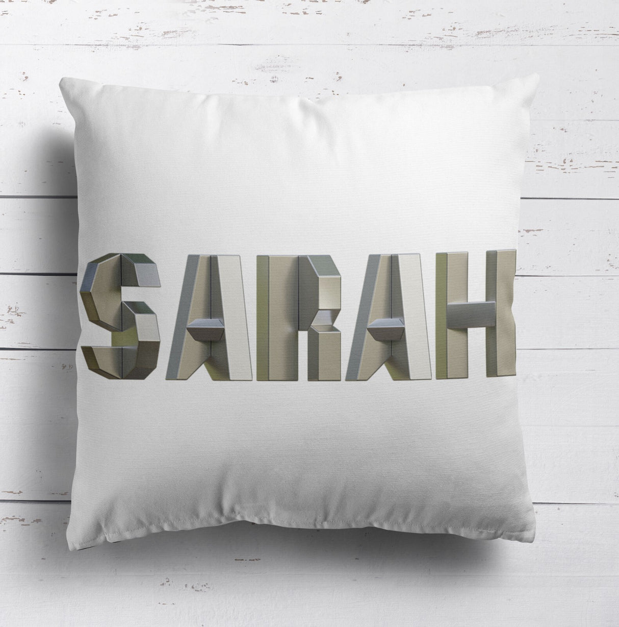 Personalised Geometal 3D Name Print Soft Square Filled Cushion Throw Decor