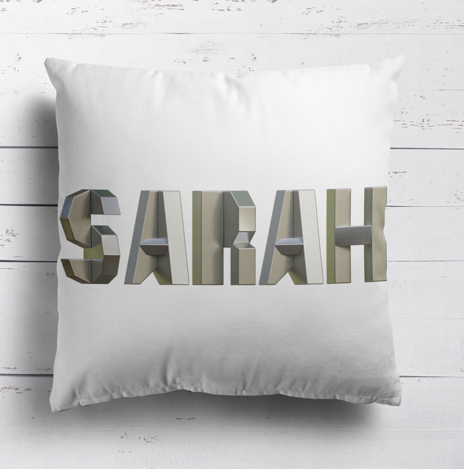 Personalised Geometal 3D Name Print Soft Square Filled Cushion Throw Decor