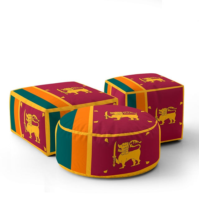 Sri Lanka Flag Ottoman Filled Pouffe Footrest Washable Cover Custom Made Gift