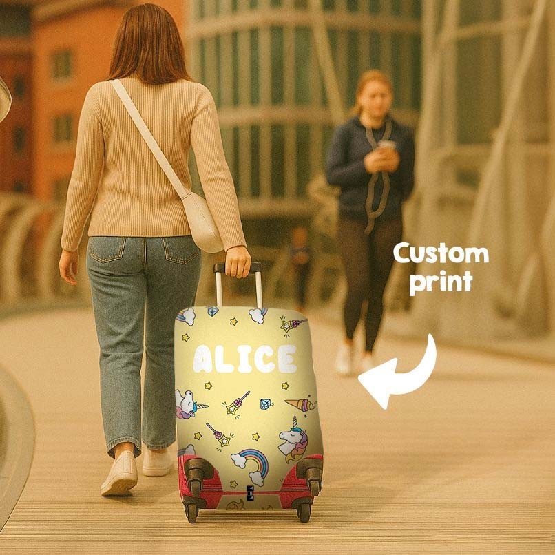 Unicorn Ice Cream Name Gift Custom Luggage Cover Personalise Suitcase Protector