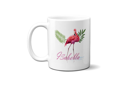 Personalised Name Flamingo Sketch Coffee Tea Mug Gift 11oz Mug + Coaster