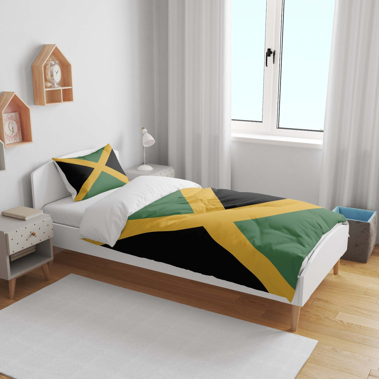 Jamaican Flag Jamaica Design Gift Custom Toddler Cot Bed Duvet Cover+Pillowcase
