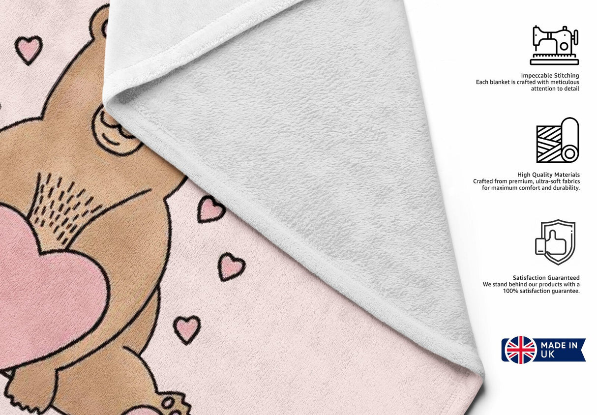 Love You Beary Much Cute Love Valentines Anniversary Fleece Mink Blanket Gift