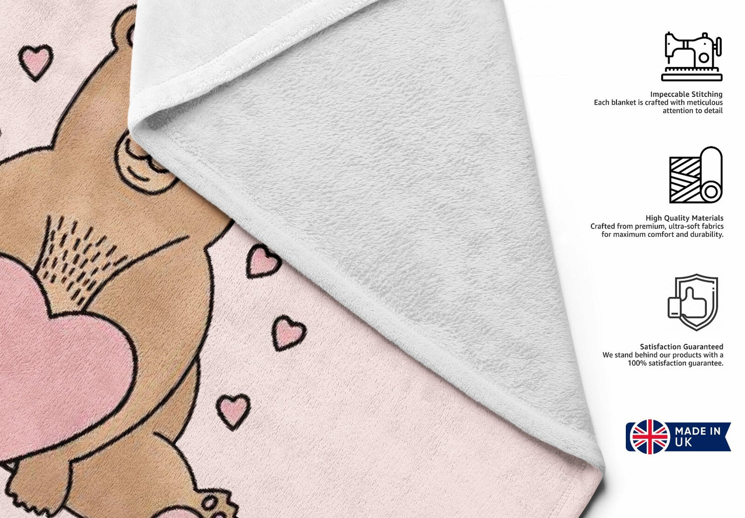 Love You Beary Much Cute Love Valentines Anniversary Fleece Mink Blanket Gift