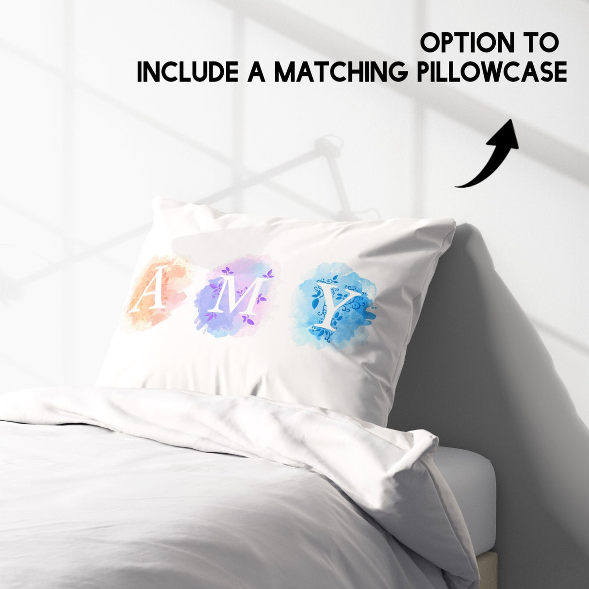 Personalised Watercolour Letters Font Soft Single Size Novelty Bed Duvet Cover