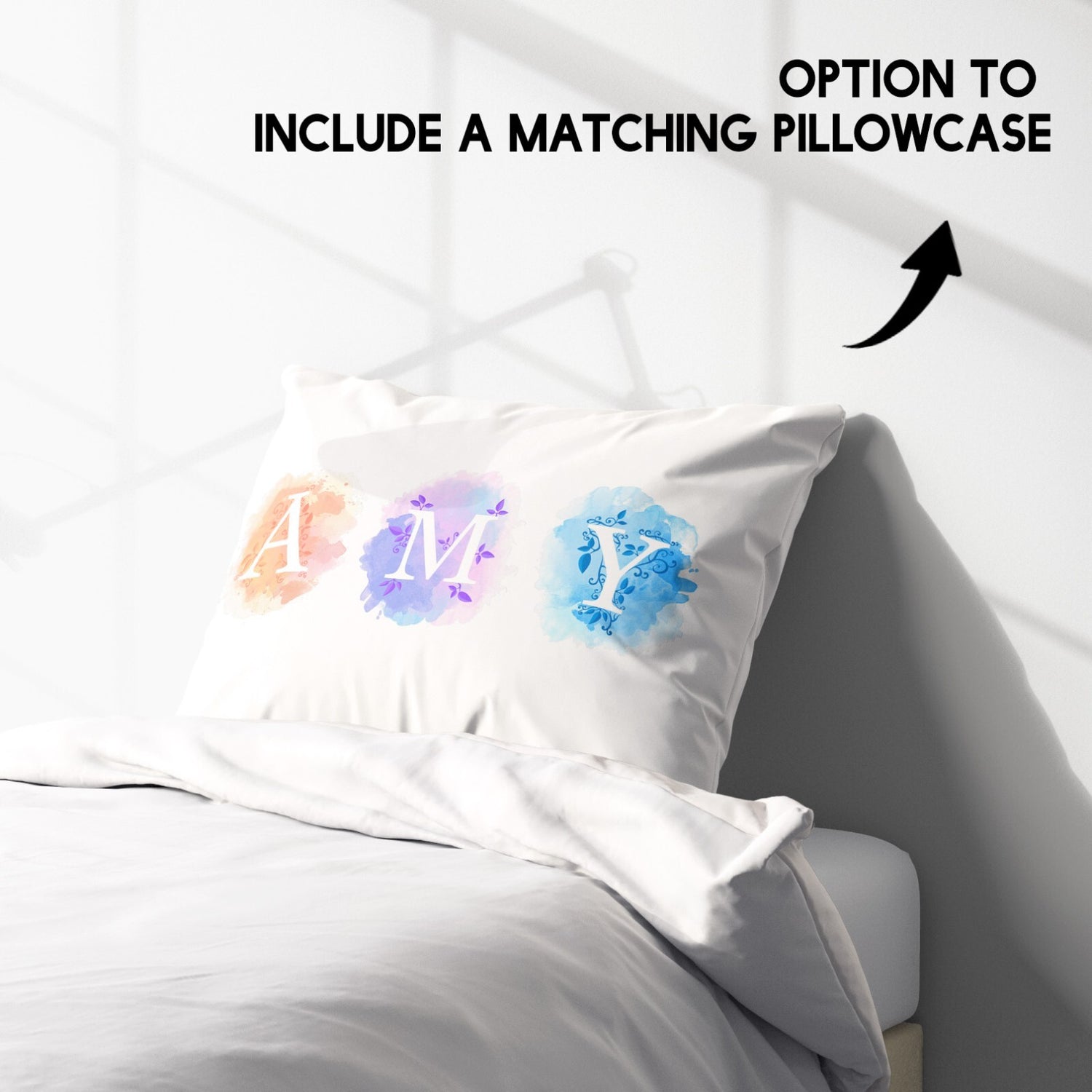 Personalised Watercolour Letters Font Soft Single Size Novelty Bed Duvet Cover