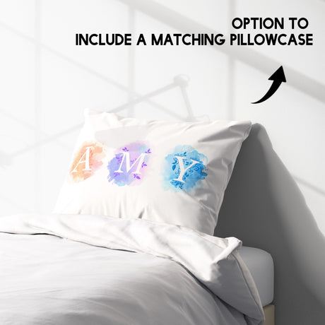 Personalised Watercolour Letters Font Soft Single Size Novelty Bed Duvet Cover