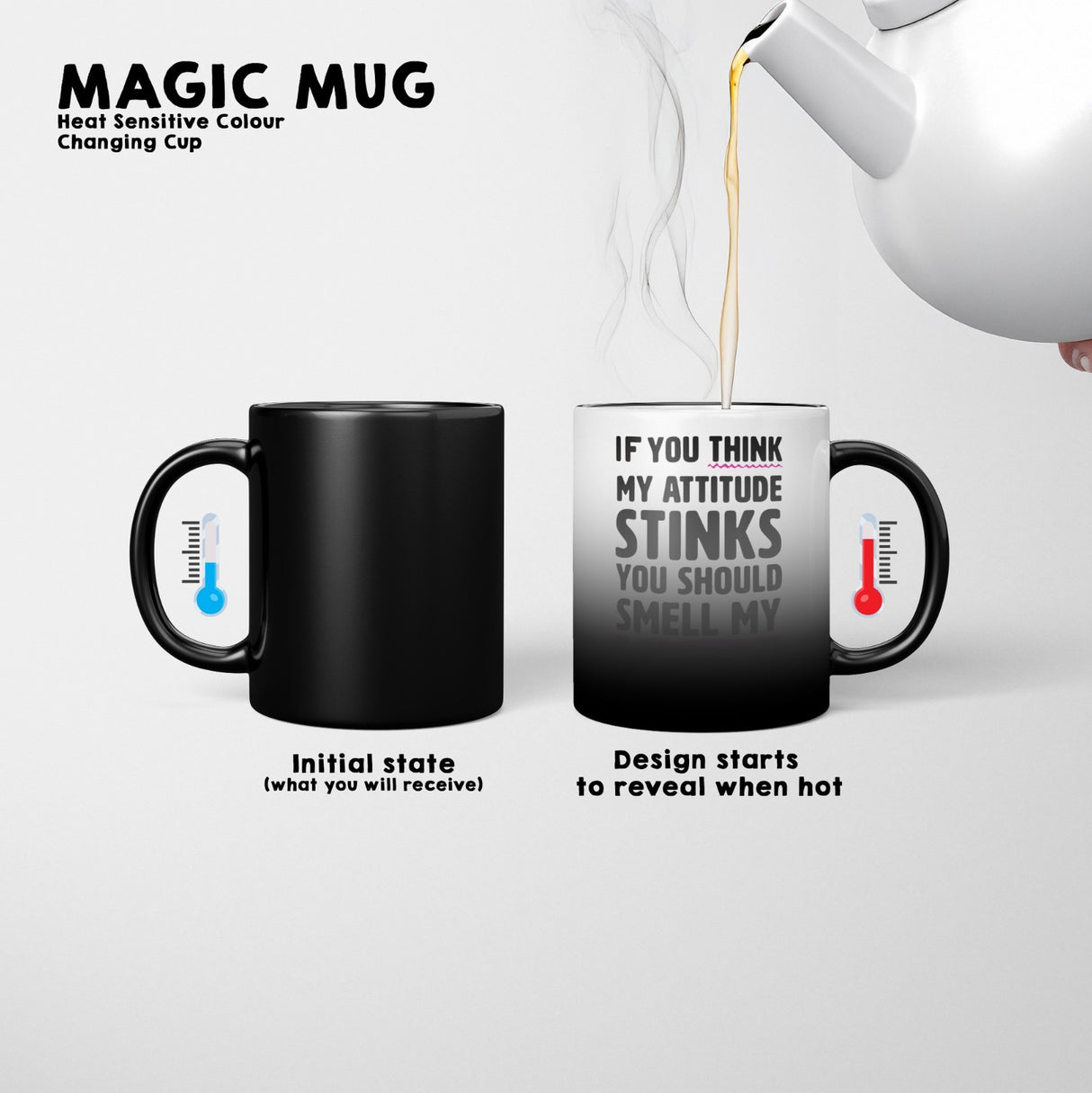 Attitude Stinks Heat Sensitive Magic Colour Changing Mug Funny Gift Novelty Cup