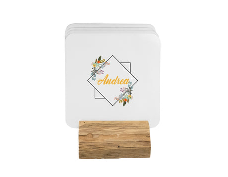 Square Geometric Border Floral Coffee Tea Mug 11oz Mug And Coaster Set Option