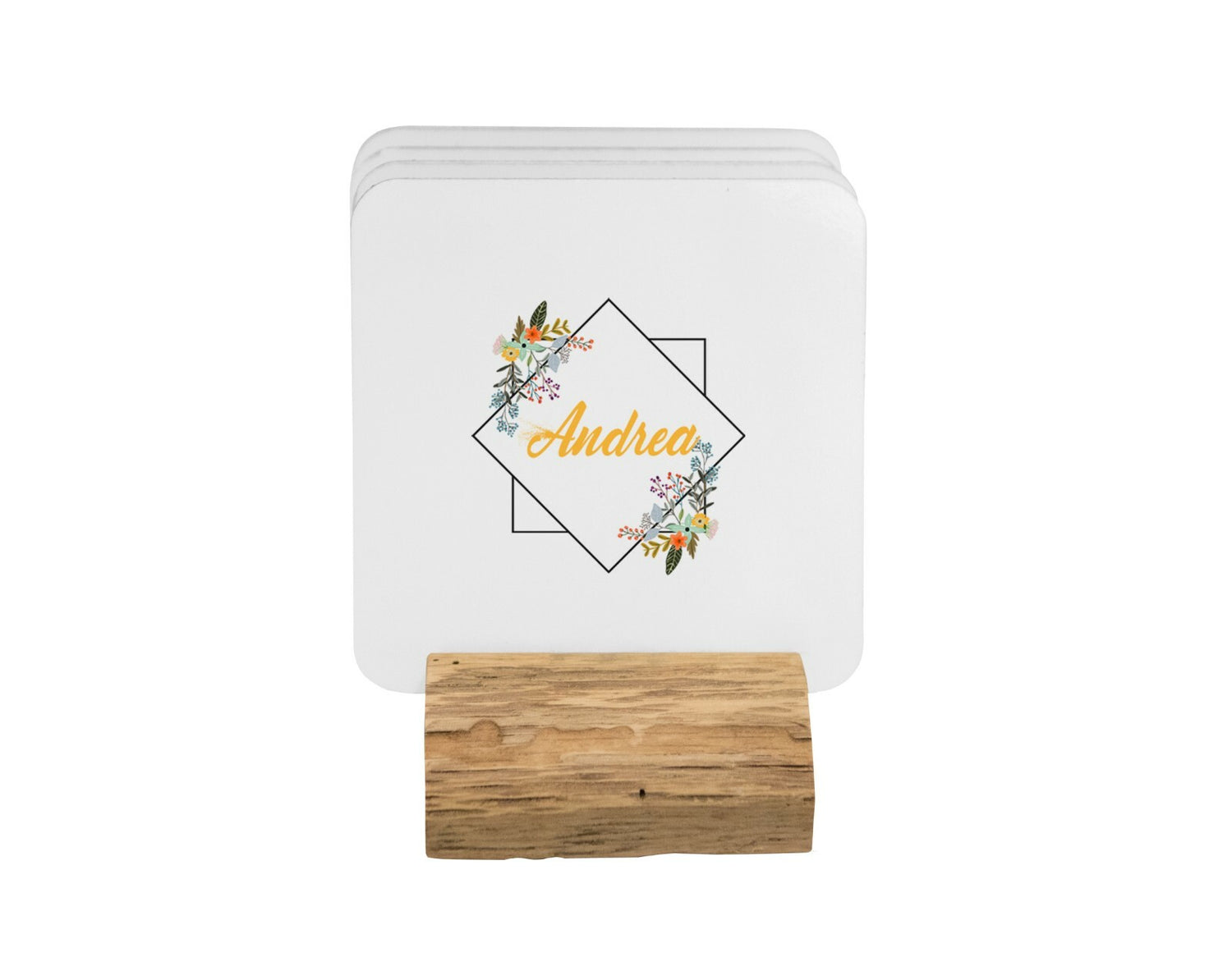 Square Geometric Border Floral Coffee Tea Mug 11oz Mug And Coaster Set Option