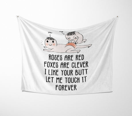 Roses Are Red Foxes Are Clever Valentines Anniversary Fleece Mink Blanket Gift