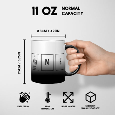 Science Chemical Table Custom Name Heat Sensitive Magic Changing Mug Novelty Cup