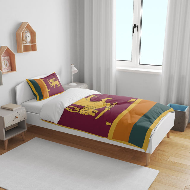 Sri Lanka Flag Cot Bed Duvet Cover Toddler Pillowcase Design Gift Custom Cosy