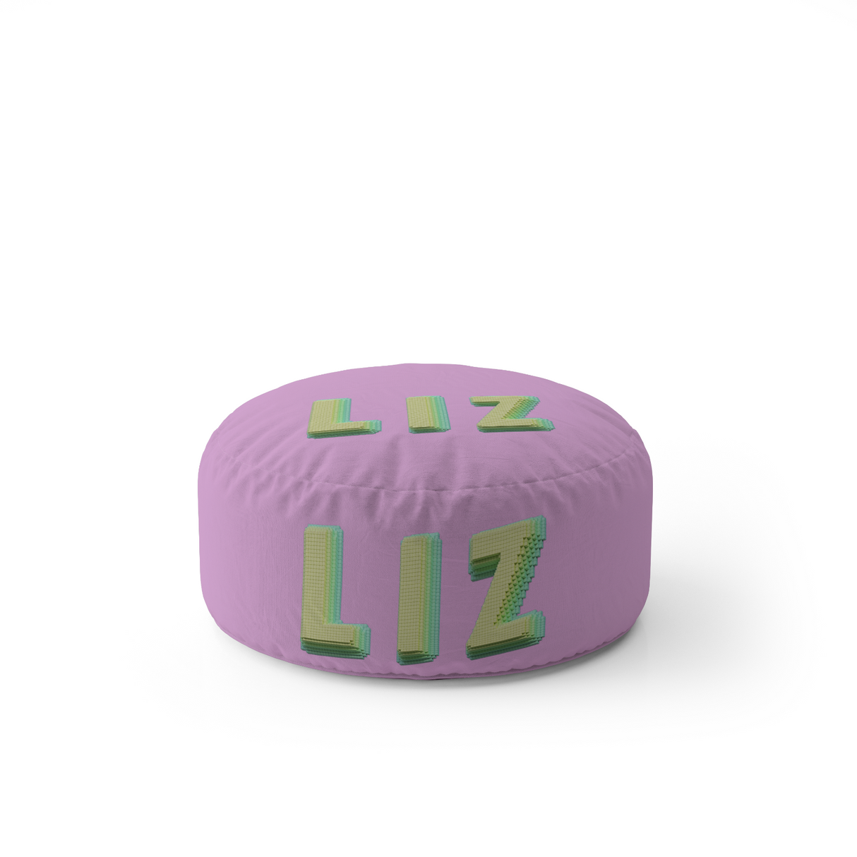 Personalised Name Bold Pixel 3D Any Colour Ottoman Filled Pouffe Washable Cover