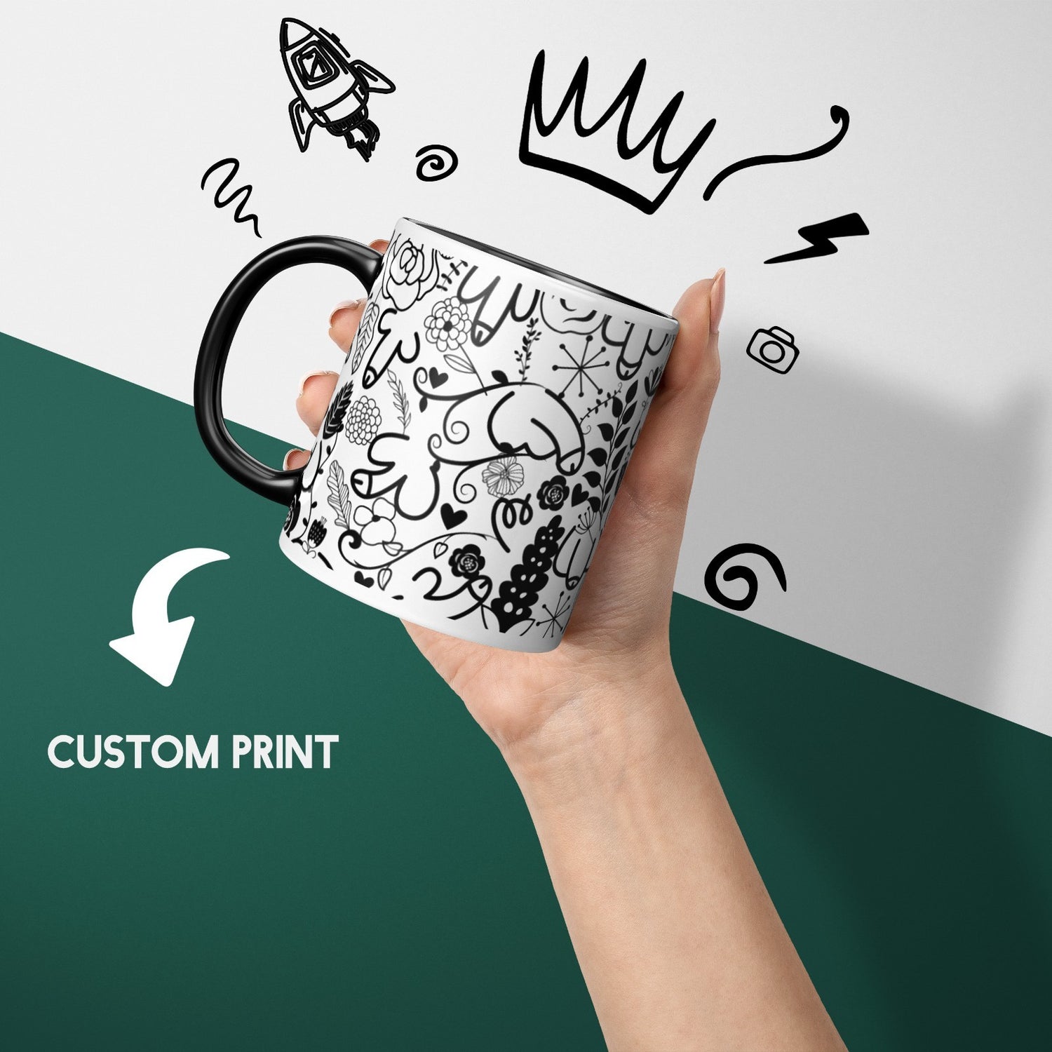 Floral Willy Pattern  DesignHeat Sensitive Magic Colour Changing Mug Novelty Cup