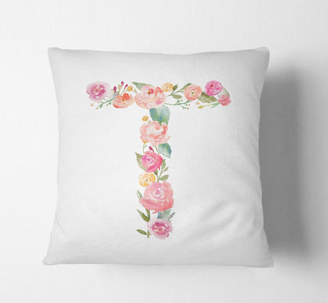 Personalised Alphabet Floral Name Initial Letter Cushion Pillow Case Insert Fill