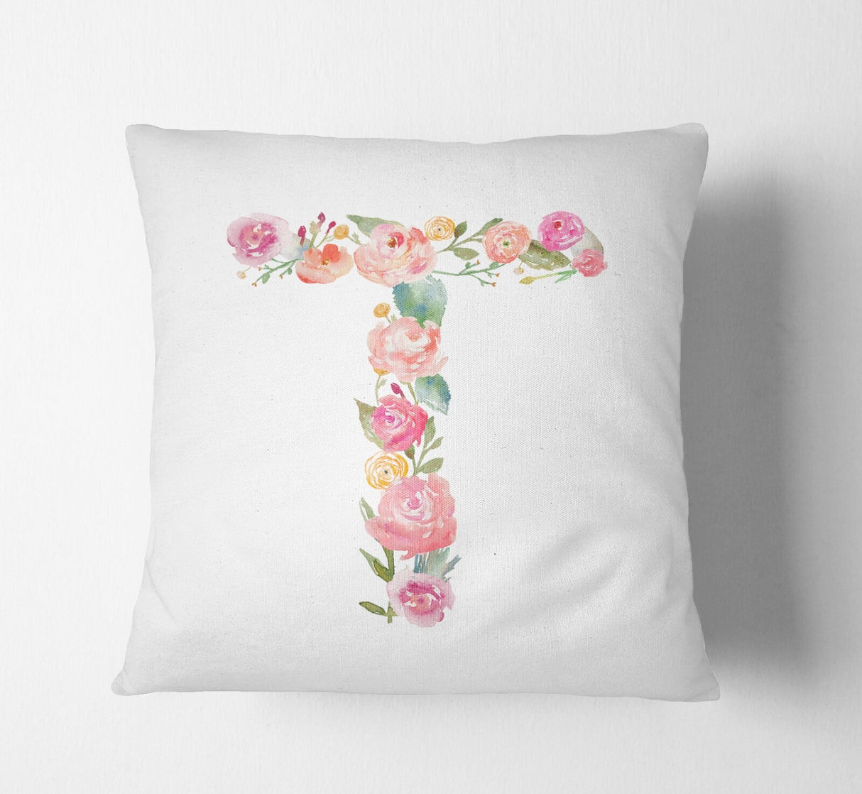 Personalised Alphabet Floral Name Initial Letter Cushion Pillow Case Insert Fill