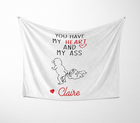 You Have My Heart Personalised Name Valentines Love Fleece Mink Blanket Decor