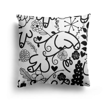 Floral Willy Pattern Rude Funny Novelty Custom Square Filled Cushion Decor Gift