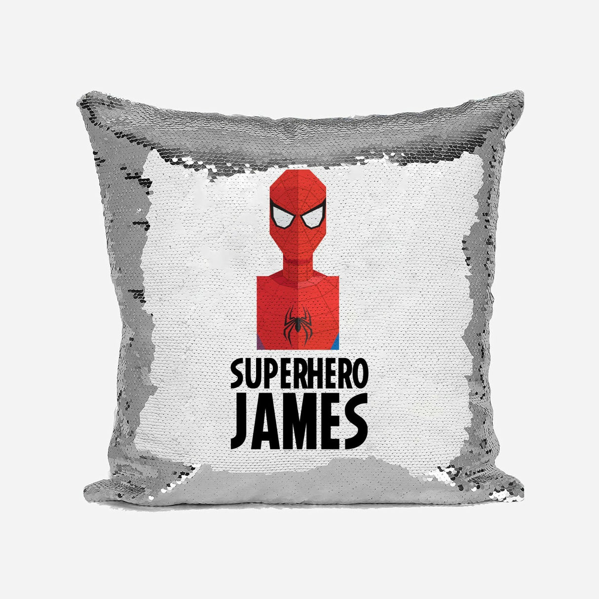 Superhero Personalised Name Kids Boys Sequin Magic Cushion Cover + Pillow