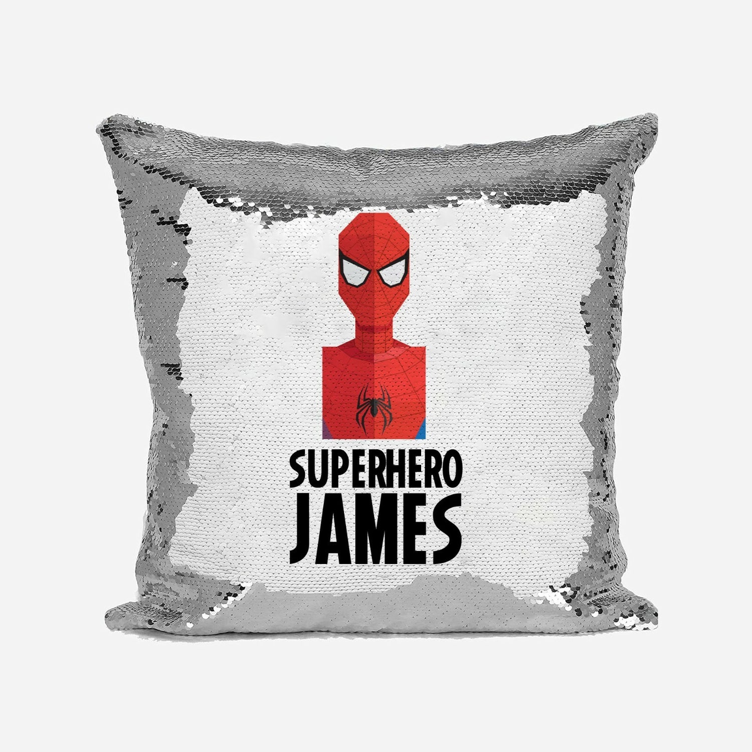 Superhero Personalised Name Kids Boys Sequin Magic Cushion Cover + Pillow