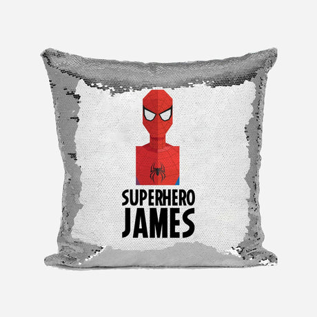 Superhero Personalised Name Kids Boys Sequin Magic Cushion Cover + Pillow