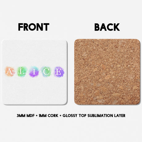 Personalised Name Watercolour Letters Kids Coffee Tea Mug Coaster Gift Him Her