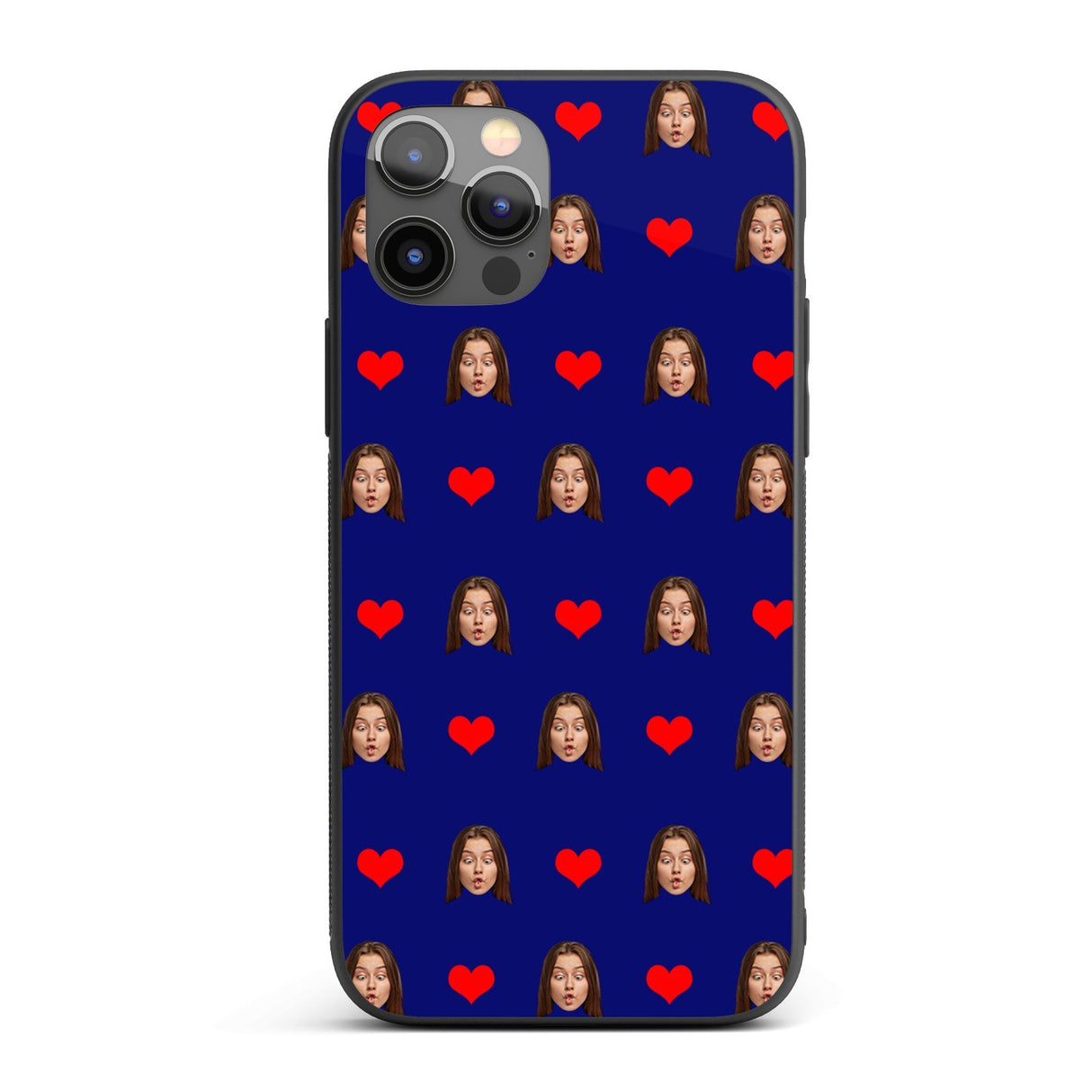 Face Cut Out All Over With Heart Personalised Custom - Printed iPhone Black Case