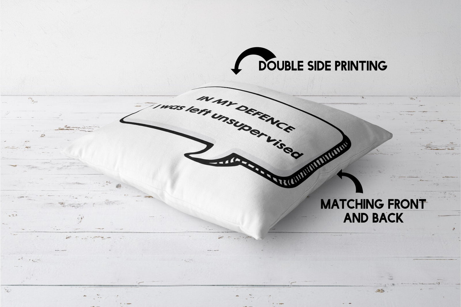 In My Defence Rude Funny Novelty Custom Colour Square Filled Cushion Decor Gift