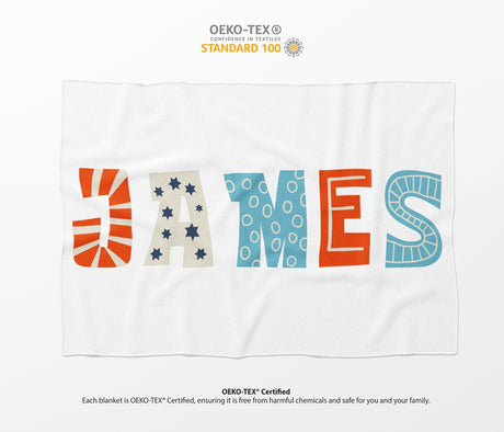 Personalised Name Kids Alphabet Onyx Novelty Soft Fleece Mink Blanket Gift Decor