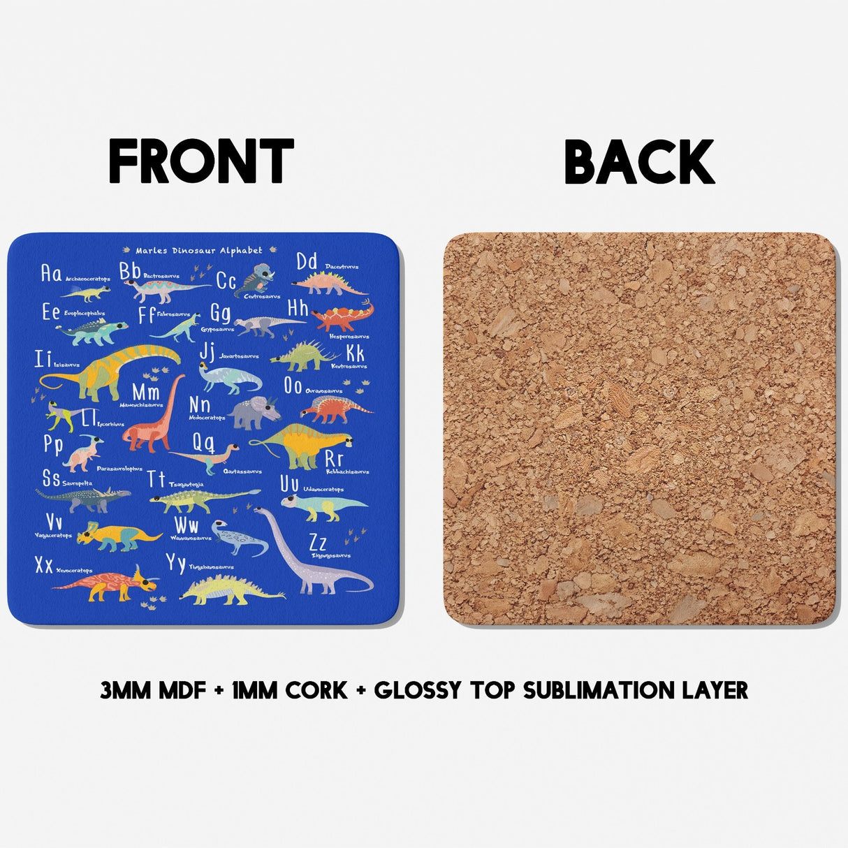 Dinosaur Alphabet Personalised Custom  Print Coffee Tea Mug Coaster Gift Him Her