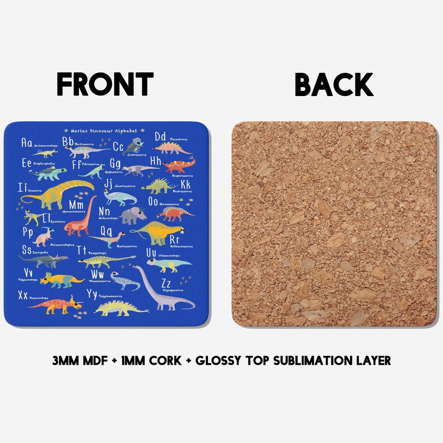 Dinosaur Alphabet Personalised Custom  Print Coffee Tea Mug Coaster Gift Him Her