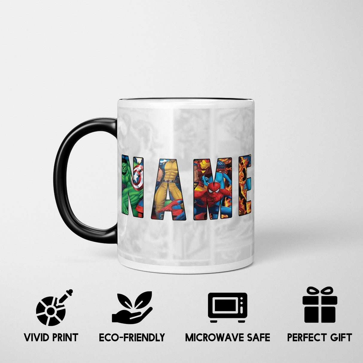 Personalised Custom Name Marvel Heat Sensitive Magic Colour Changing Novelty Mug